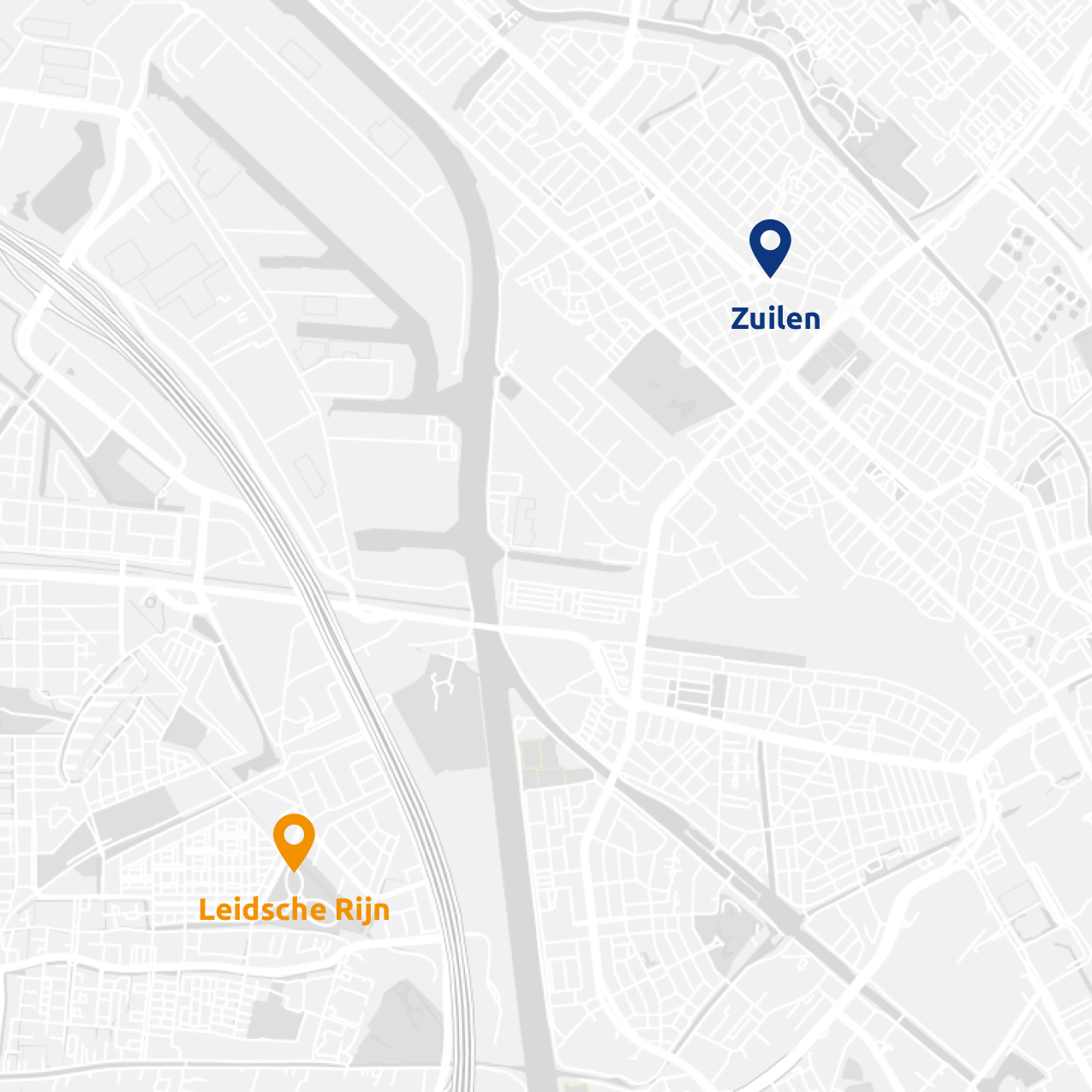 kaart utrecht met leidsche rijn en zuilen